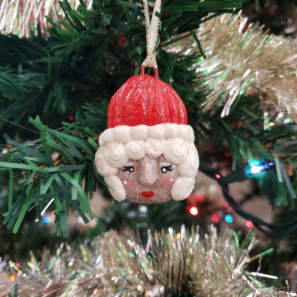 New Handmade Salt Dough Mrs. Claus Ornament